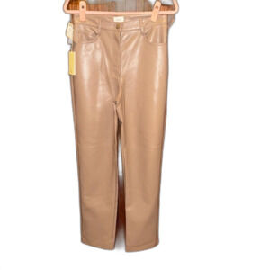 NWT Aritzia Women's Tan vegan leather Trousers pants size 6 wilfred melina